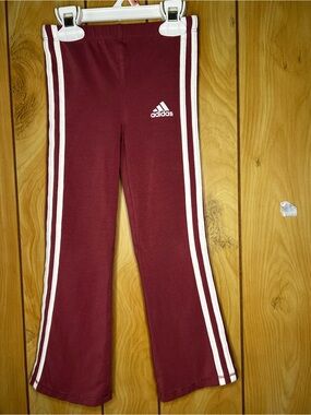adidas Kids Burgundy Sweatpants with White Side Stripes